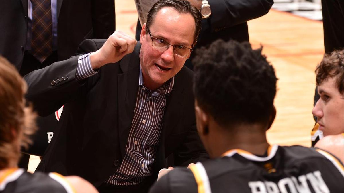 Wichita State head coach Gregg Marshall fires up his team at Carver Arena on Sunday afternoon.