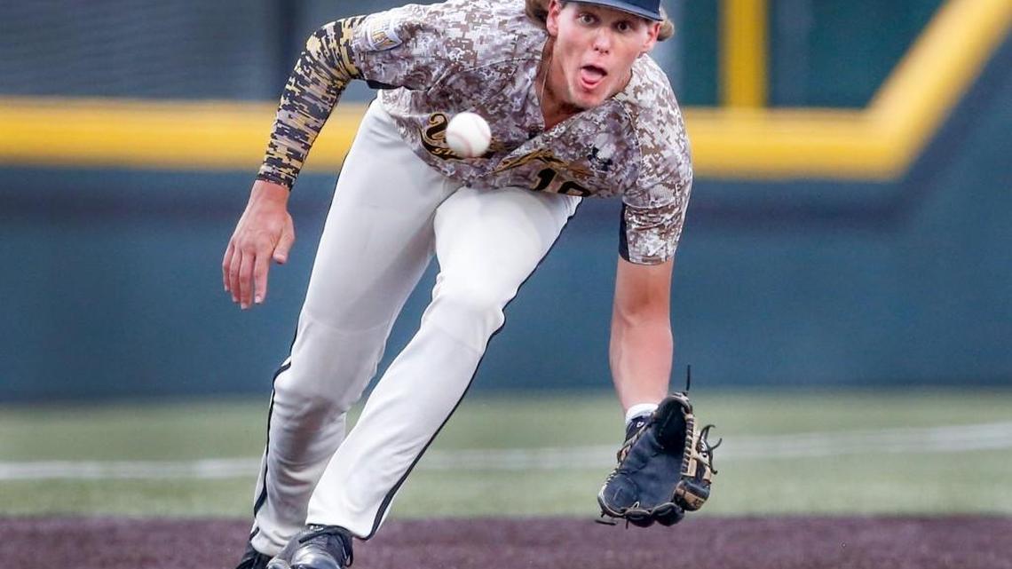 Wichita State third baseman Alec Bohm closes in on a ground ball last season. Bohm led WSU with 11 home runs last season.