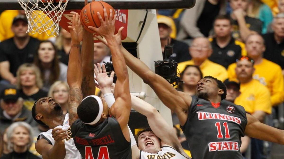 Illinois State’s MiKyle McIntosh, right, appeared to be injured Saturday but coach Dan Muller wouldn’t confirm it to reporters Monday.