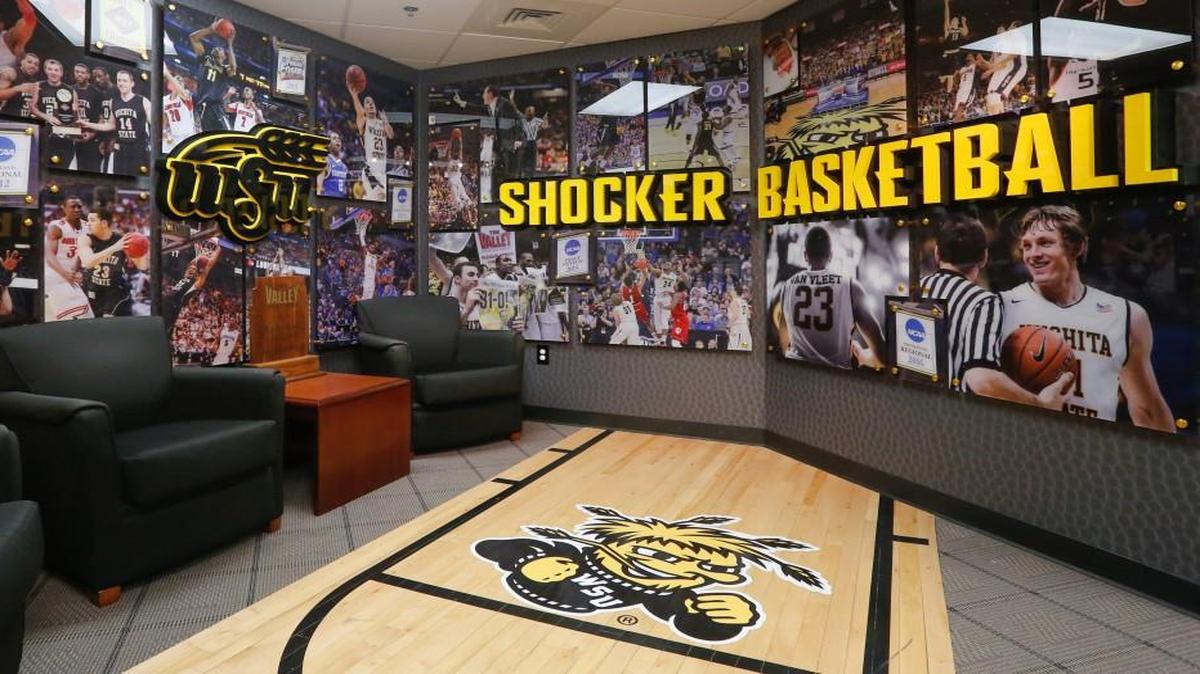 The new waiting area around the Wichita State basketball coaches’ offices.