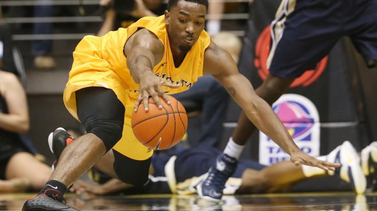 Wichita State's Rashard Kelly grabs a loose ball against Charleston Southern on Friday.