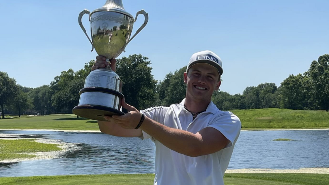 Wichita native Asher Whitaker fires record-tying 62 to seize Kansas Amateur lead