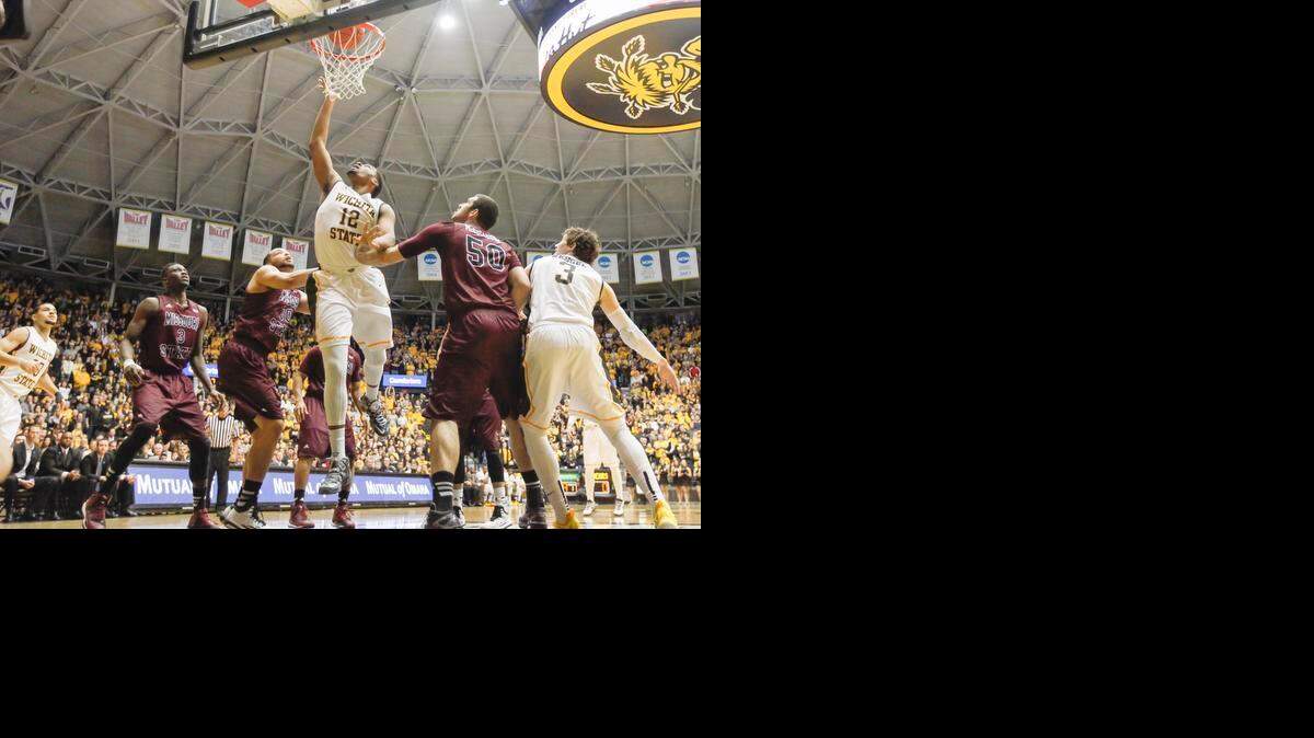 
Wichita State's Darius Carter goes up for two against Missouri State in February.
