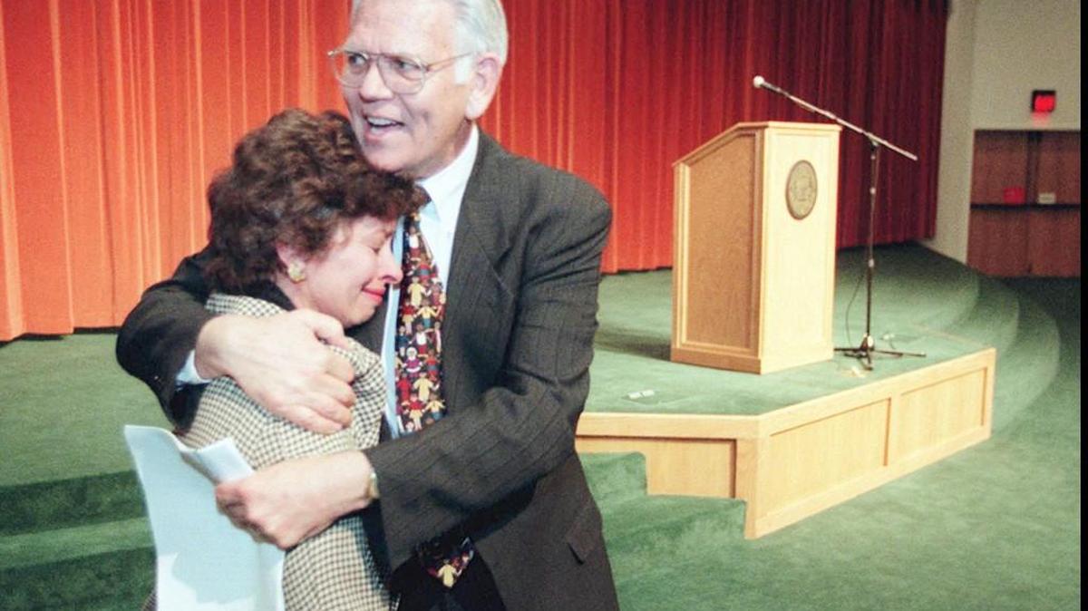 Wichita State president Gene Hughes and his wife, Margaret Ann. Hughes was president from 1993-98.
