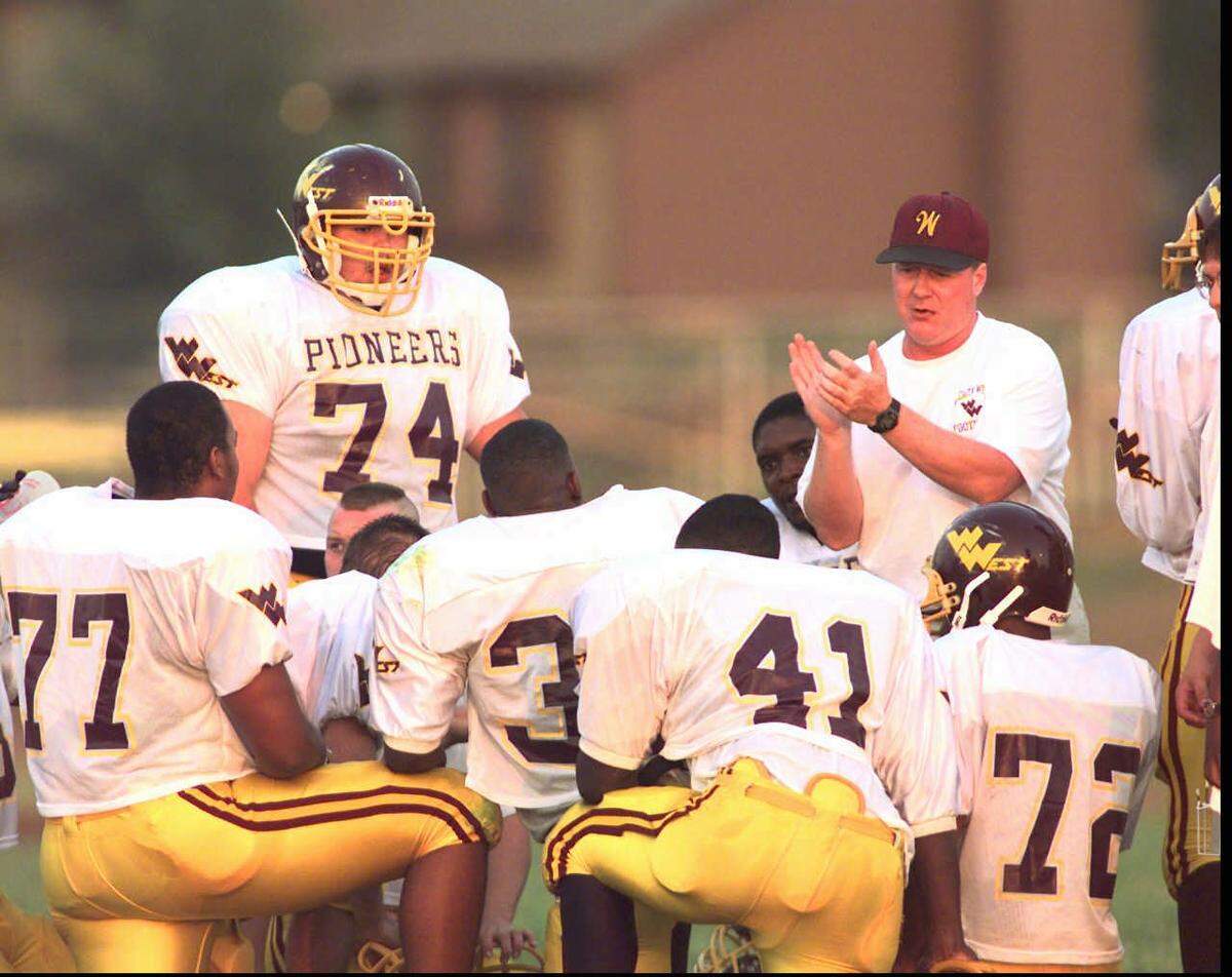 West High School head football coach Weston Schartz during the 1997 season.