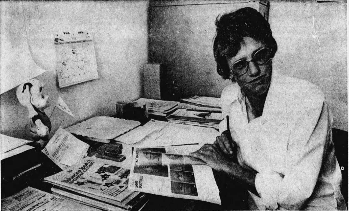 Natasha Fife is shown in 1974 after being hired as acting director of women’s athletics at Wichita State, where she helped build the foundation for WSU women’s sports.