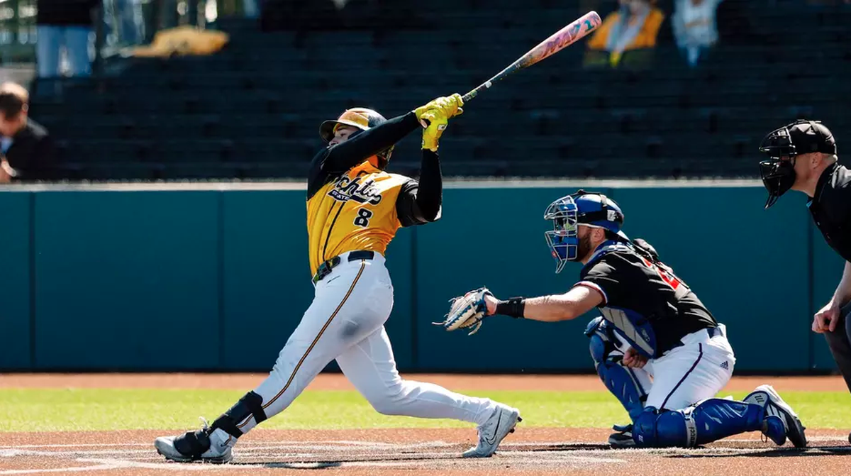 Wichita State shortstop Alex Ulloa takes a swing against West Georgia during the weekend series at Eck Stadium.