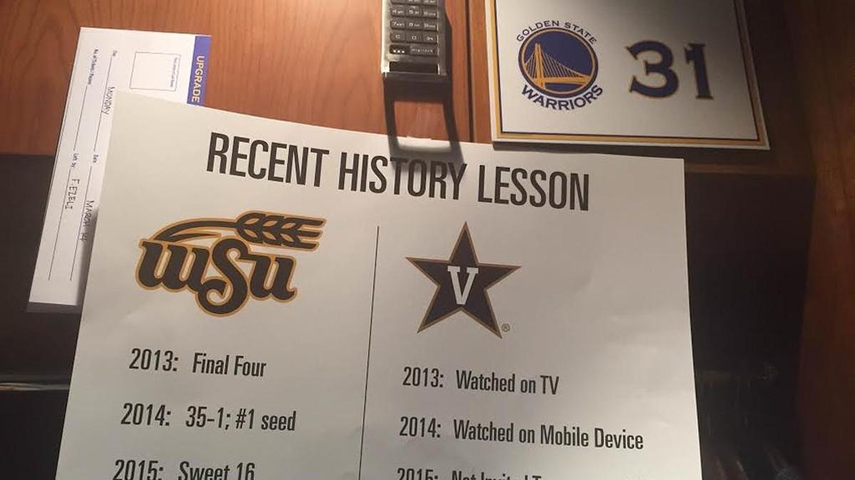 Golden State vice president of communications Raymond Ridder is backing the Shockers in the Warriors’ locker room.