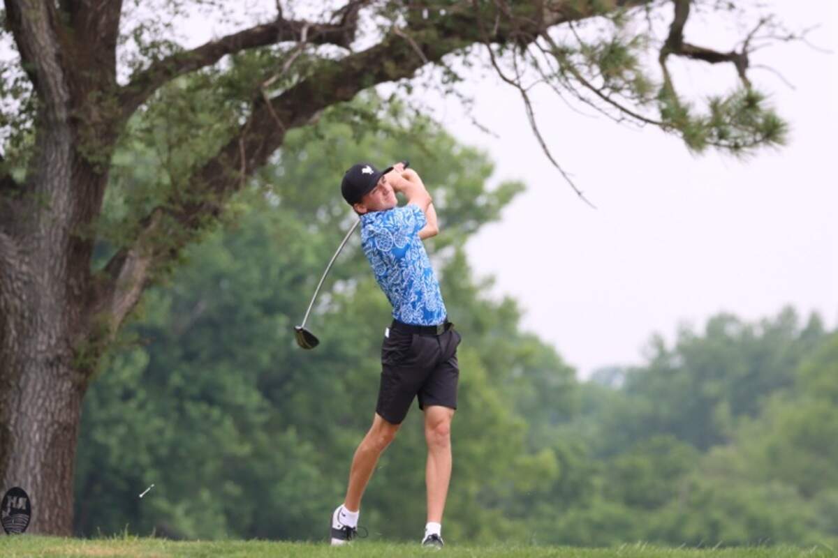 Goddard sophomore Cohen Museousky, a leukemia survivor, shot an even-par 71 on Tuesday at Tallgrass Golf Club to finish the first day tied for the lead at the Class 5A state boys golf tournament.