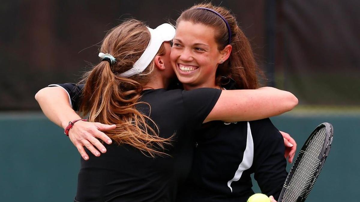 Wichita State's Gabriela Porubin, left, was part of Sunday’s MVC championship for the Shockers.