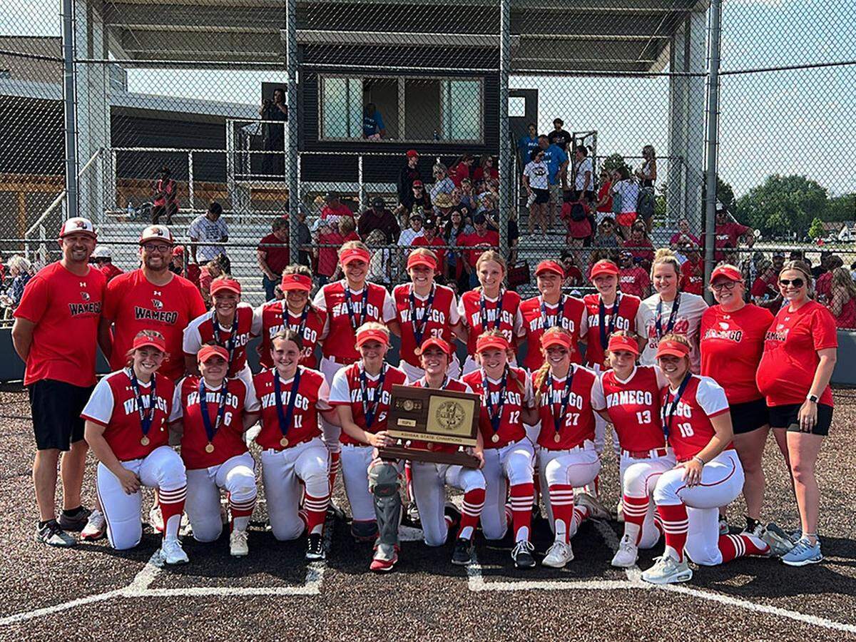 The 2023 Wamego softball team won the Class 4A state championship playing at Salina South High School.