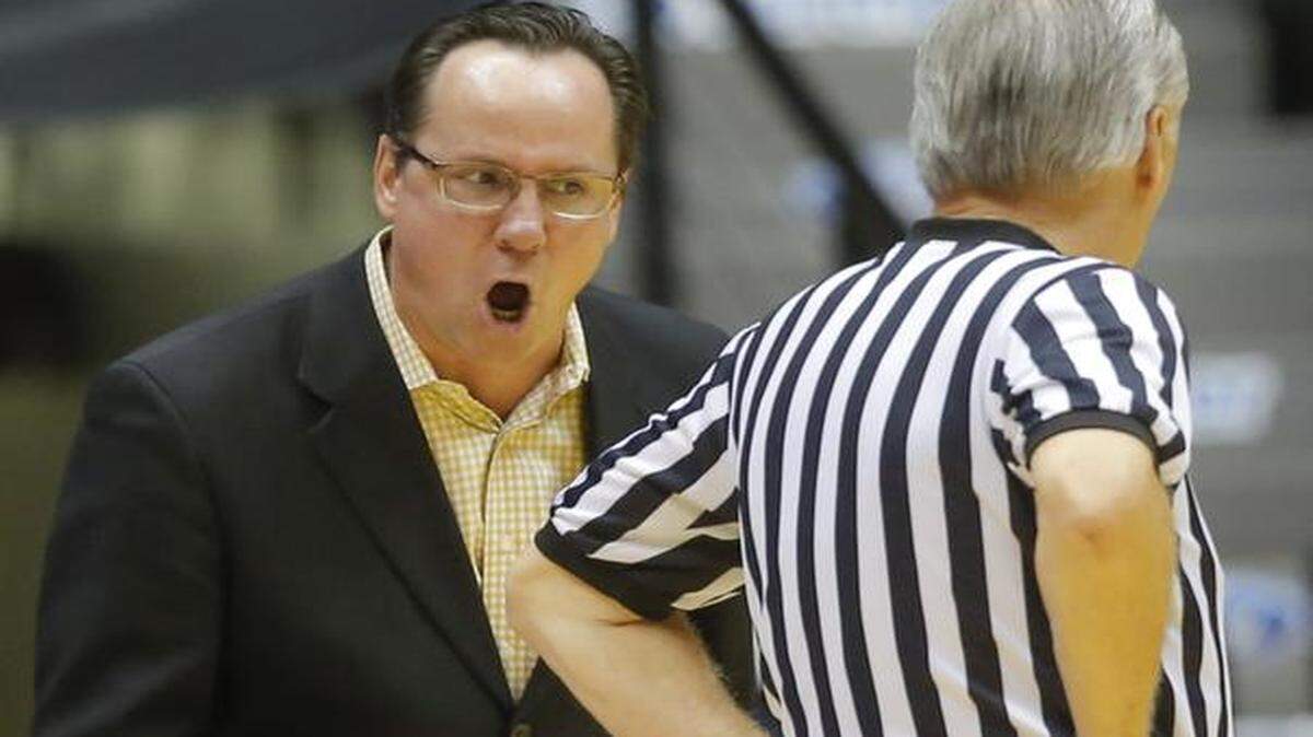 
Wichita State coach Gregg Marshall argues a call during Sunday’s game against Newman. The Shocker’s intensity begins at the top.
