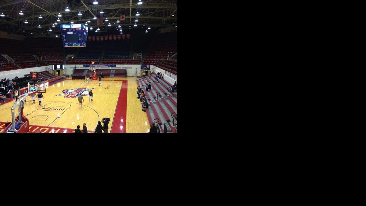 
Detroit’s Calihan Hall about an hour before tipoff between Wichita State and the Detroit Titans.
