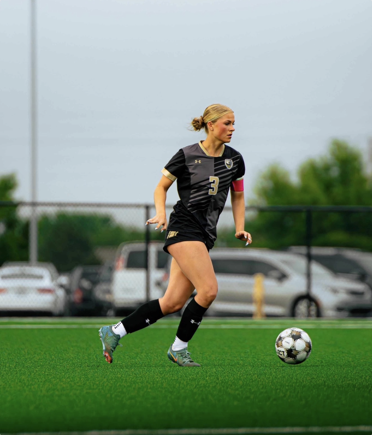 Maize South senior defender Caroline Giroux has helped the Mavericks to a 14-3 record and an appearance in Thursday’s Class 5A regional championship.