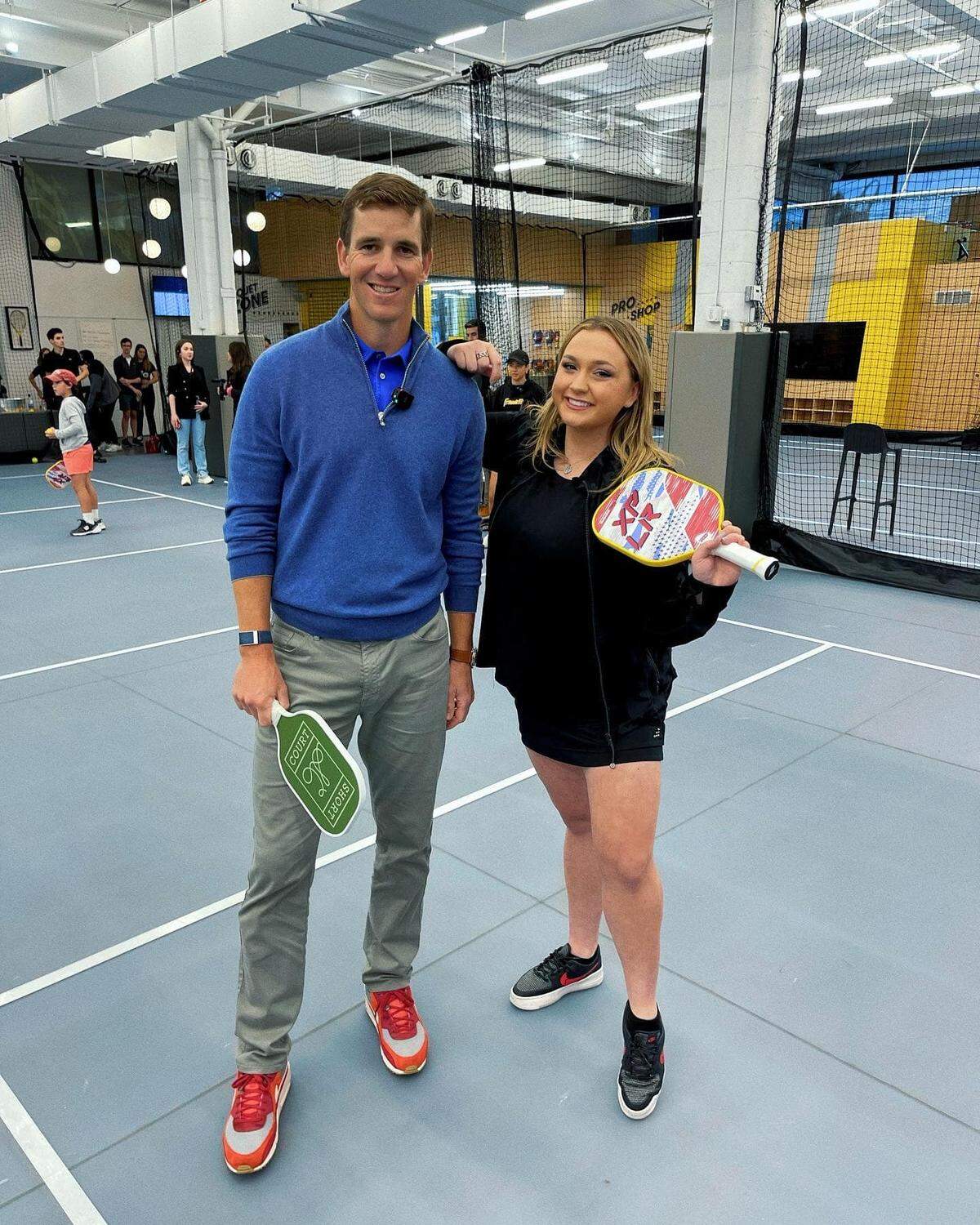 Aliyah Funschelle’s work in New York City allowed her to play pickleball with Super Bowl champion quarterback Eli Manning, formerly of the New York Giants.