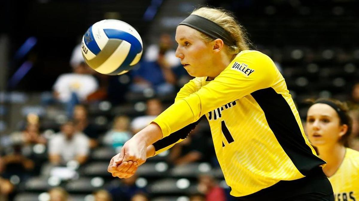 Wichita State's Jody Larson returns a ball against Drake.