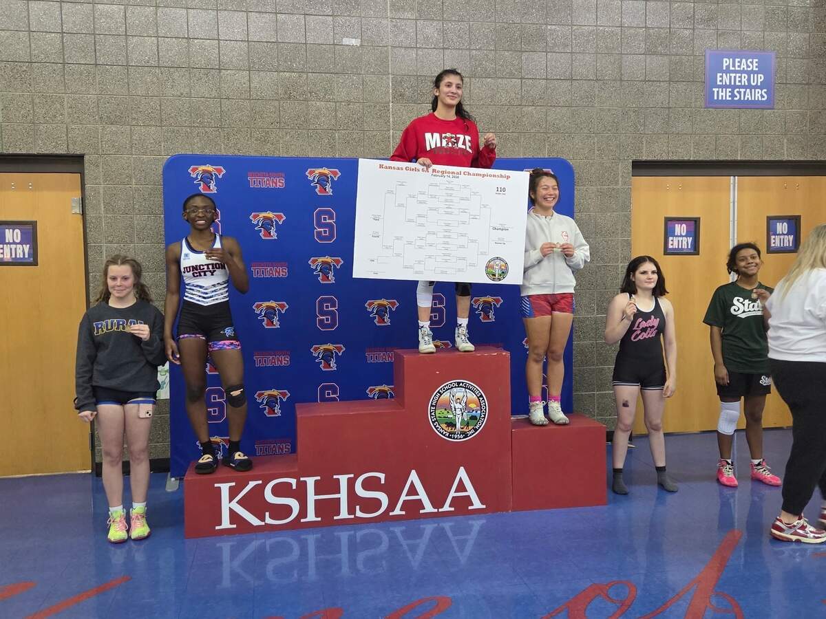 Maize freshman Alayah Losey won the 110-pound division at the Class 6A West regional hosted at Wichita South on Saturday.