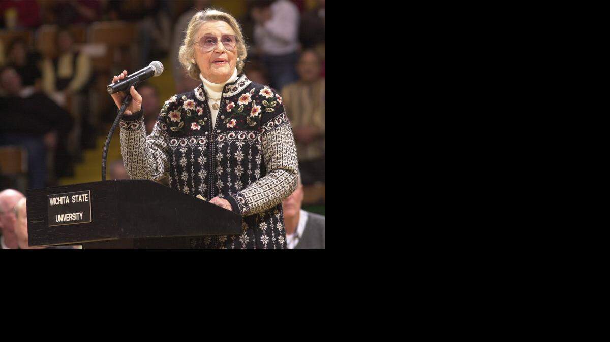 
Jean Miller talks to a Levitt Arena crowd during a 2001 halftime ceremony.
