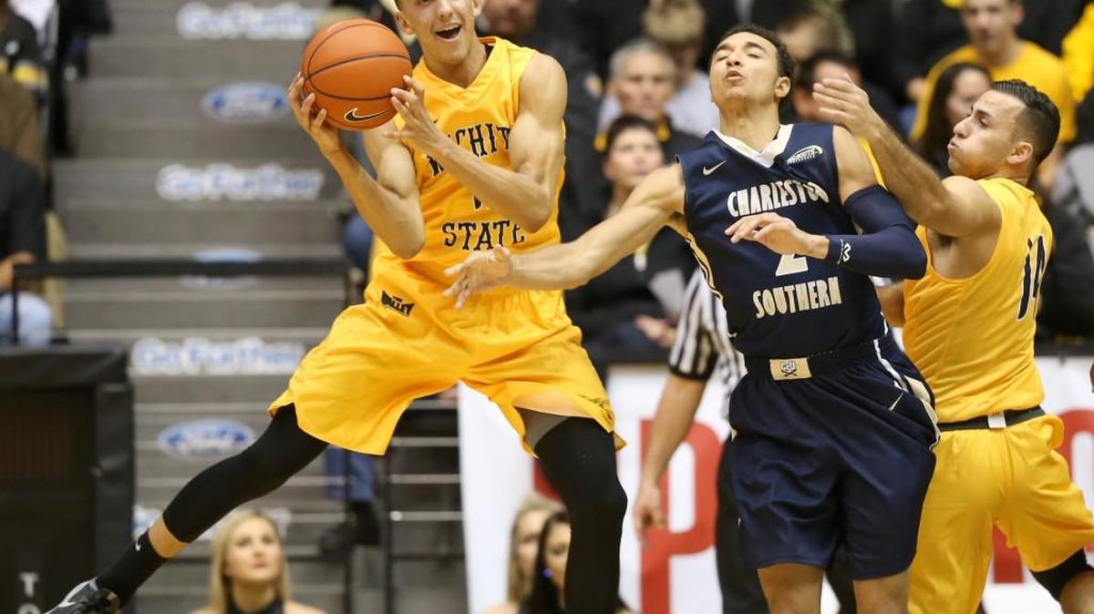 Wichita State's Landry Shamet grabs a loose ball against Charleston Southern in November. An injury later that month has kept him out of uniform for the rest of the season.