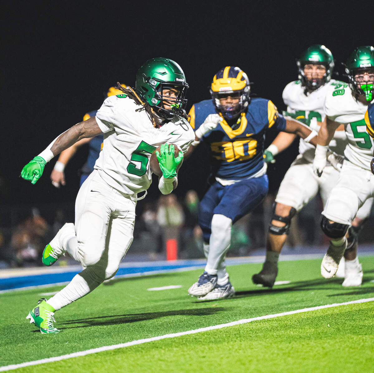 Derby star running back Arieus Finley has led the team in rushing this season, as he is one of the most dynamic players in Kansas.