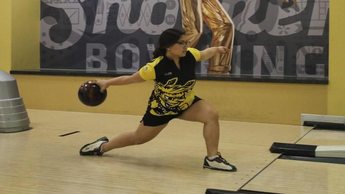 Wichita State junior Sierra Kanemoto practices in the Rhatigan Student Center.
