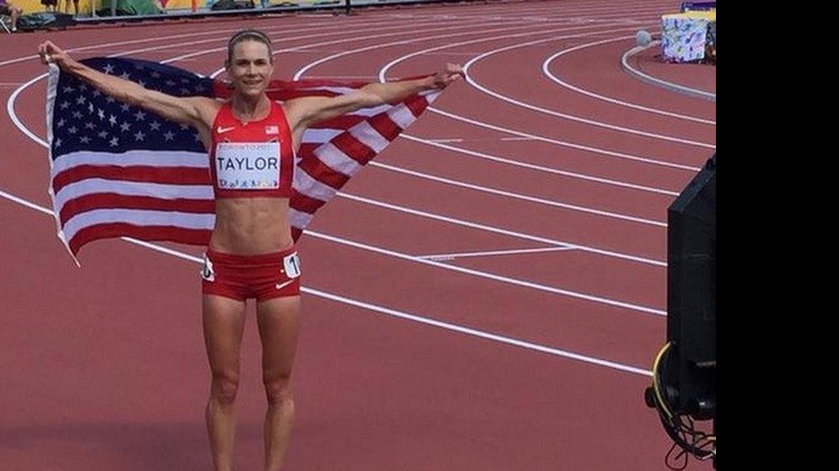 
USATF tweeted out a photo of Kellyn Taylor after she won the bronze medal in the women’s 5000 meters Tuesday at the Pan Am Games in Toronto.
