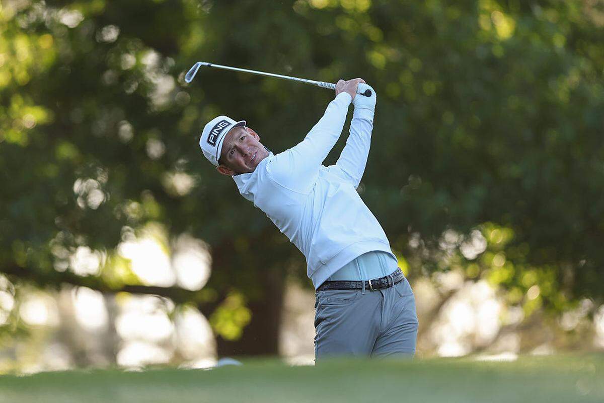 Sam Stevens, the 29-year-old Wichita native, plays his shot from the fourth tee during the second round of the Masters on Friday.