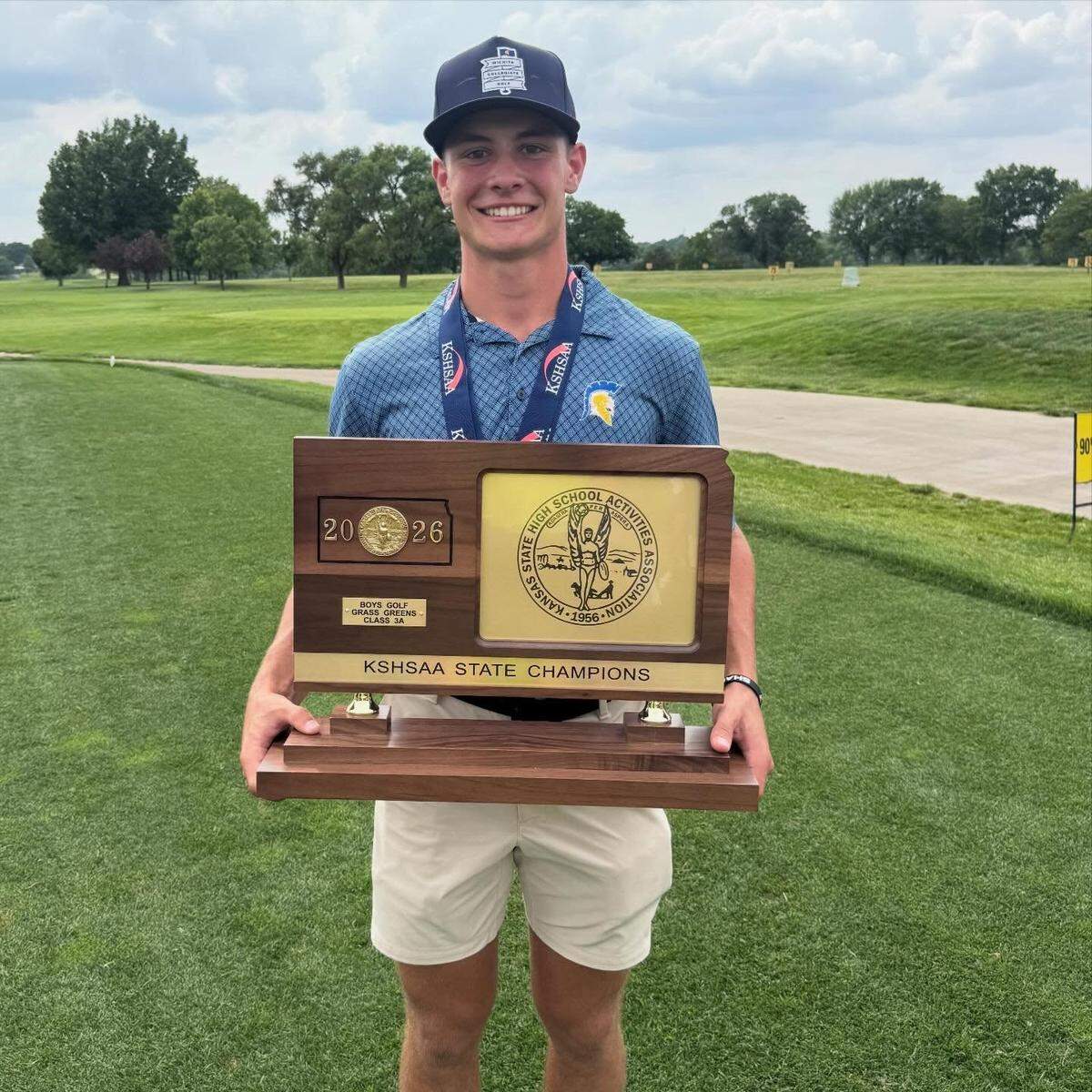 Collegiate junior Landon Langston won individual medalist honors and helped the Spartans win the team title at the Class 3A state tournament in Topeka on Wednesday.
