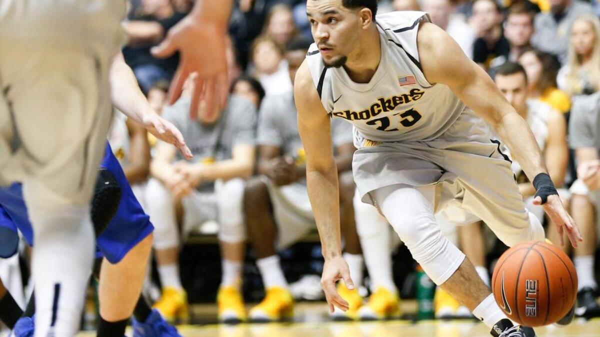 
Wichita State's Fred VanVleet heads back the other way after a rebound against Indiana State in February.
