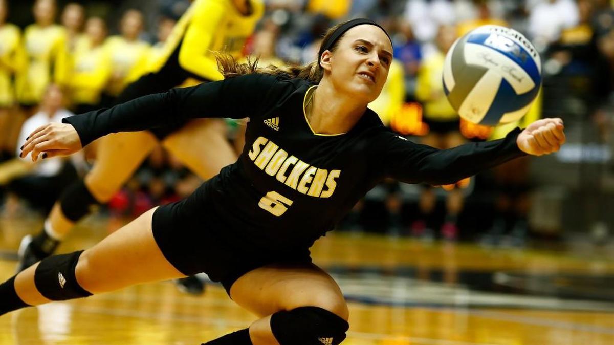 Wichita State's Dani Mostrom, trying to save a ball last weekend against Drake, has told sister Gabi some hard truths in an effort to increase her confidence and get her back in the lineup.