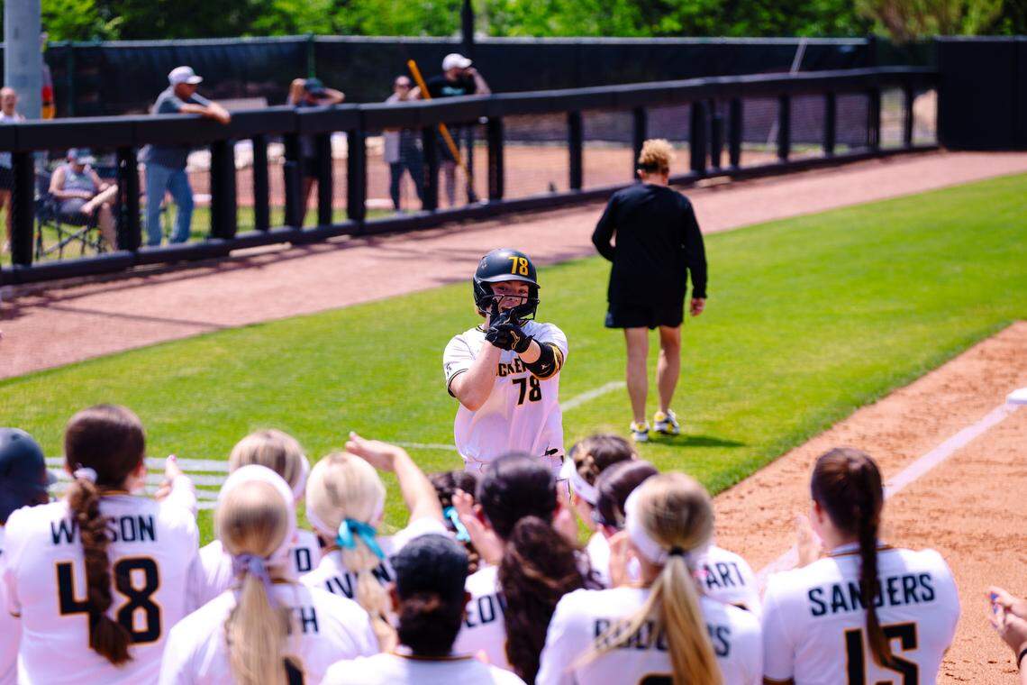 Wichita State sophomore Aeryn Shuman played the role of hero for the Shockers in their road sweep at North Texas, hitting three home runs, including the go-ahead blast in the sixth inning of a come-from-behind Game 2 win.