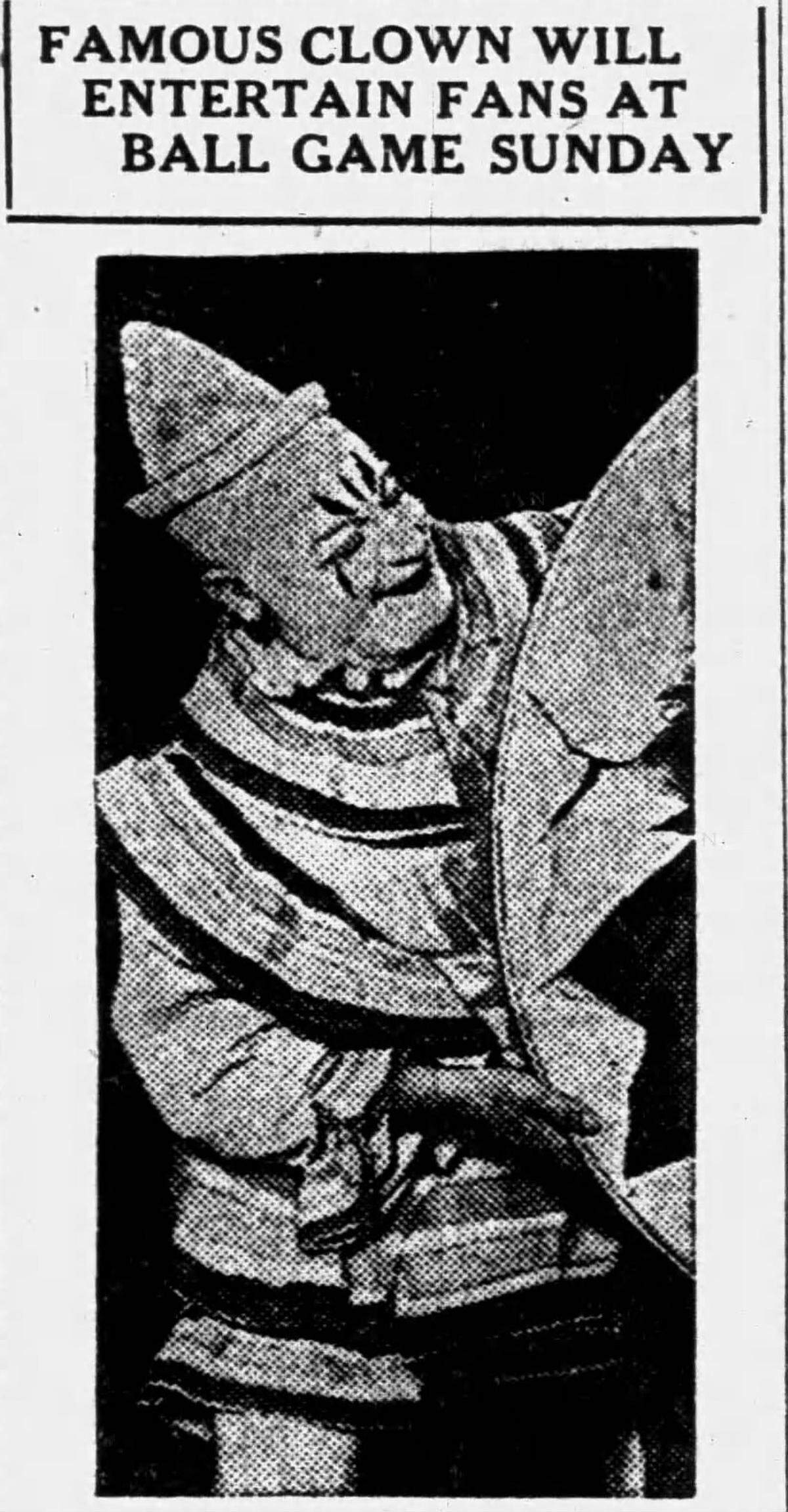 Clowns were the main attraction of the Sparks Circus vs. Wichita Firefighters baseball game in 1925.
