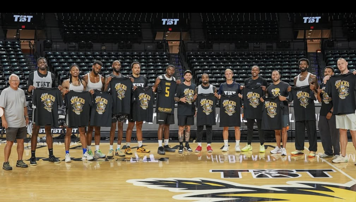 Doc Green’s owner Devin Slane, a noted Shocker super fan, designs and prints shirts for the AfterShocks to wear every summer during The Basketball Tournament.