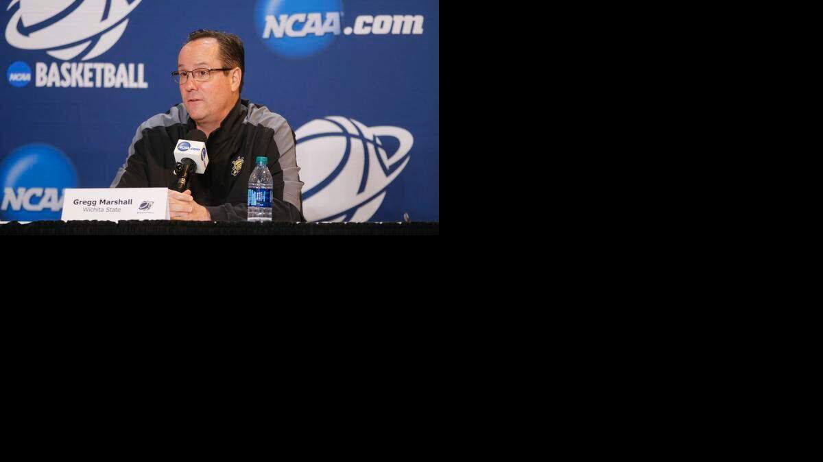 
Wichita State coach Gregg Marshall answers questions at the CenturyLink in Omaha on Saturday. Wichita State will take on Kansas on Sunday for a chance to advance to the Sweet 16.
