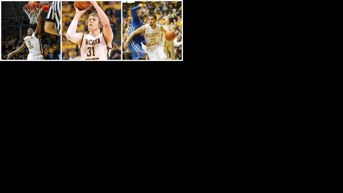 
Wichita State’s Darius Carter (left), Ron Baker (center) and Fred VanVleet (right) are the Shockers’ social media mavens, with almost 60,000 combined followers on Twitter. 
