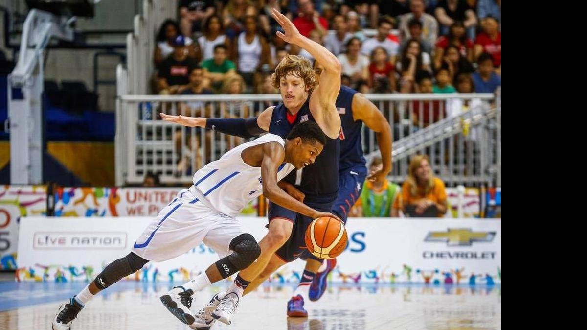 
Wichita State’s Ron Baker guards Miguel Decent of the Dominican Republic during Saturday’s Pan Am Games.
