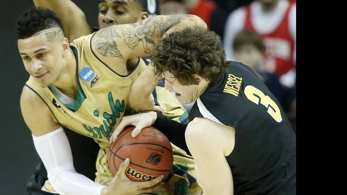 
Notre Dame’s Zach Auguste and Wichita State’s Evan Wessel may get a chance to wrestle again in November in Orlando
