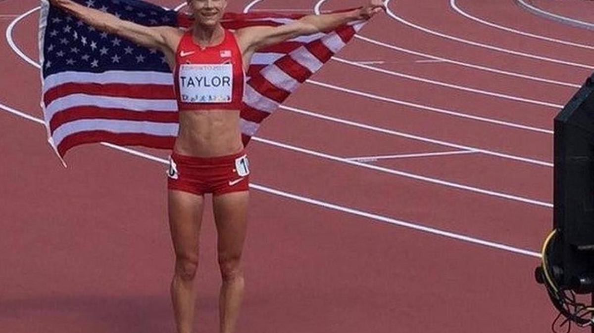 USATF tweeted out a photo of Kellyn Taylor after she won the bronze medal in the women’s 5000 meters in July at the Pan Am Games in Toronto.