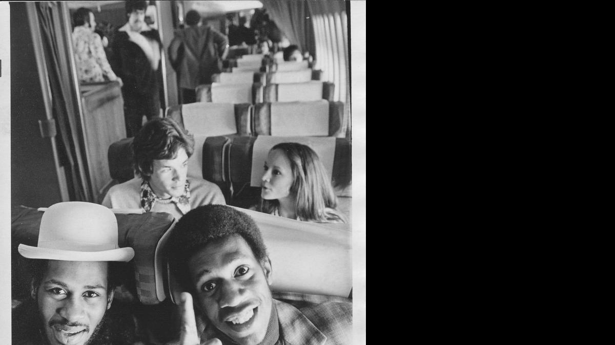 
Former Shockers Cal Bruton (left) and Cheese Johnson on their way to Denton, Texas for the 1976 NCAA Tournament.
