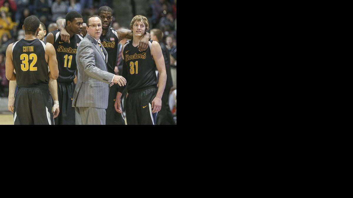 
Wichita State coach Gregg Marshall and players gather during the final moments of last season’s game at Missouri State.
