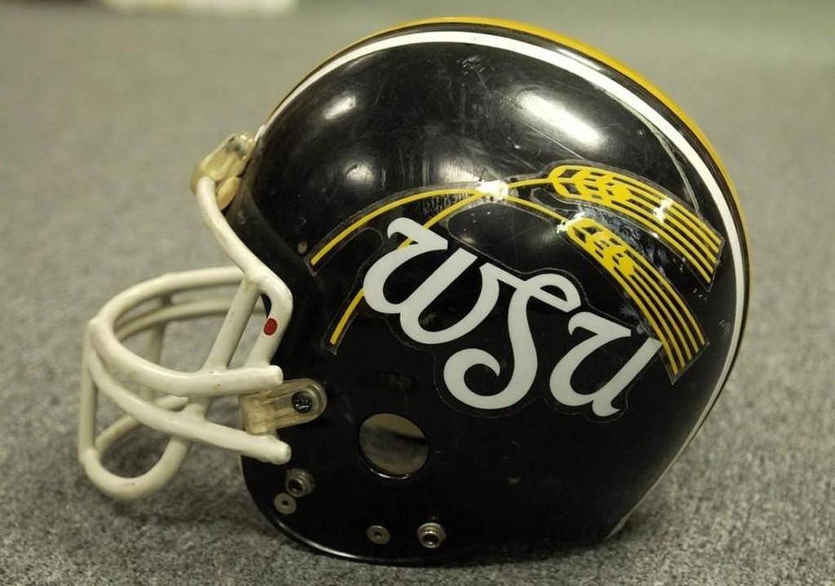 A Wichita State football helmet in 1986.