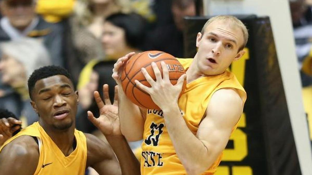 Wichita State's Conner Frankamp grabs a rebound against New Mexico State on Monday night.