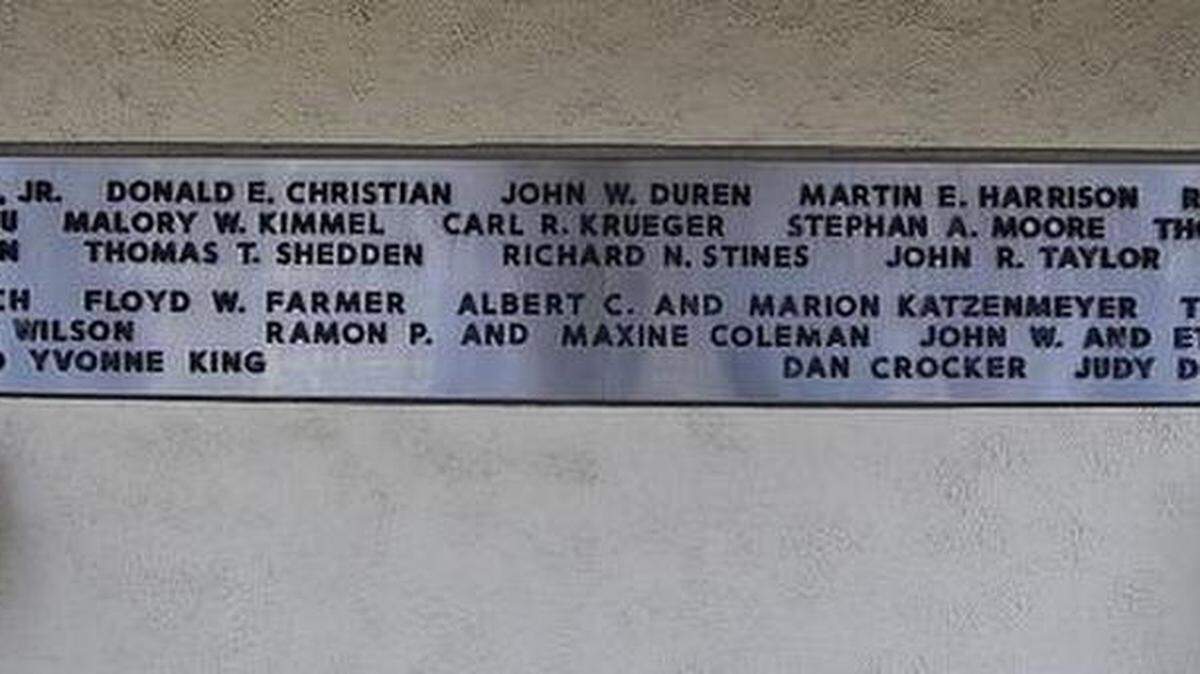 
The names of the 31 people who died in the 1970 Wichita State football plane crash are on a memorial on the western edge of the WSU campus, near Hillside Street.
