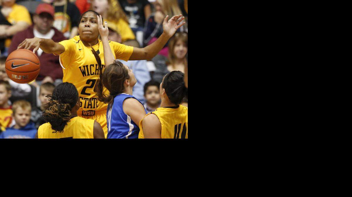 
Wichita State's Alex Harden, top, missed MVC media day in St. Louis on Tuesday because of a class dissection commitment.
