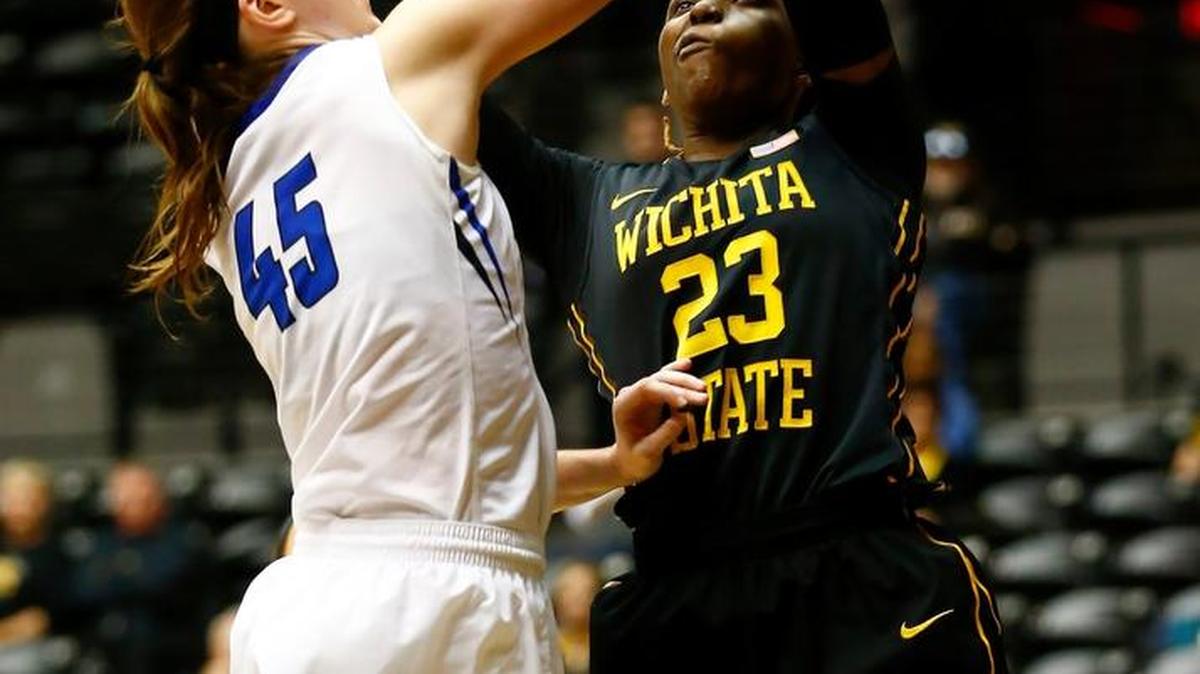 TaQuandra Mike (23) had 20 points to lead Wichita State on Sunday at Loyola.