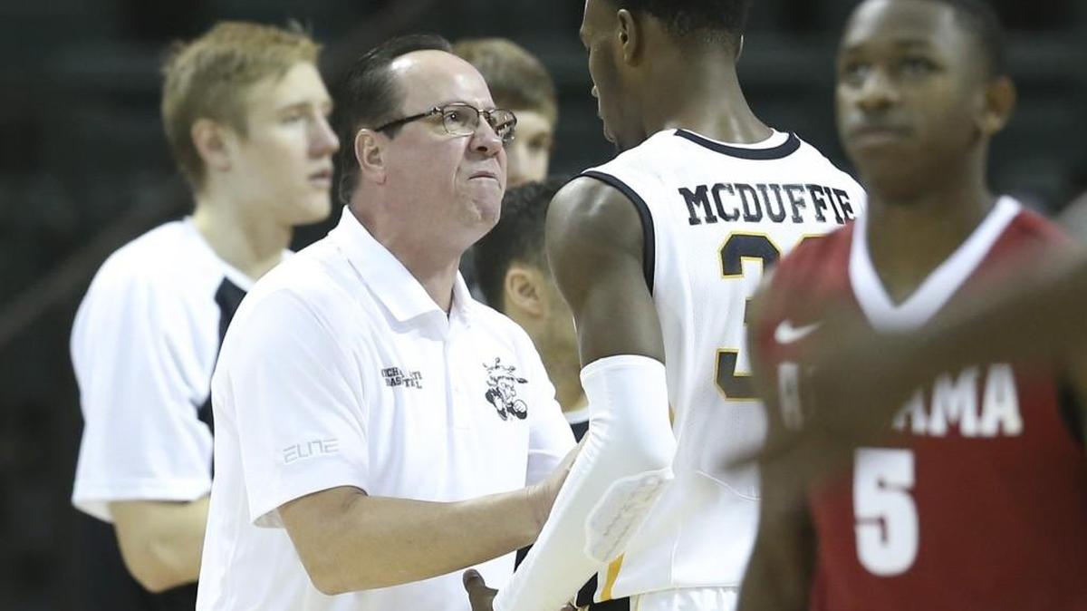 Wichita State coach Gregg Marshall has harsh words for freshman Markis McDuffie during the first half Friday in Orlando, Fla.