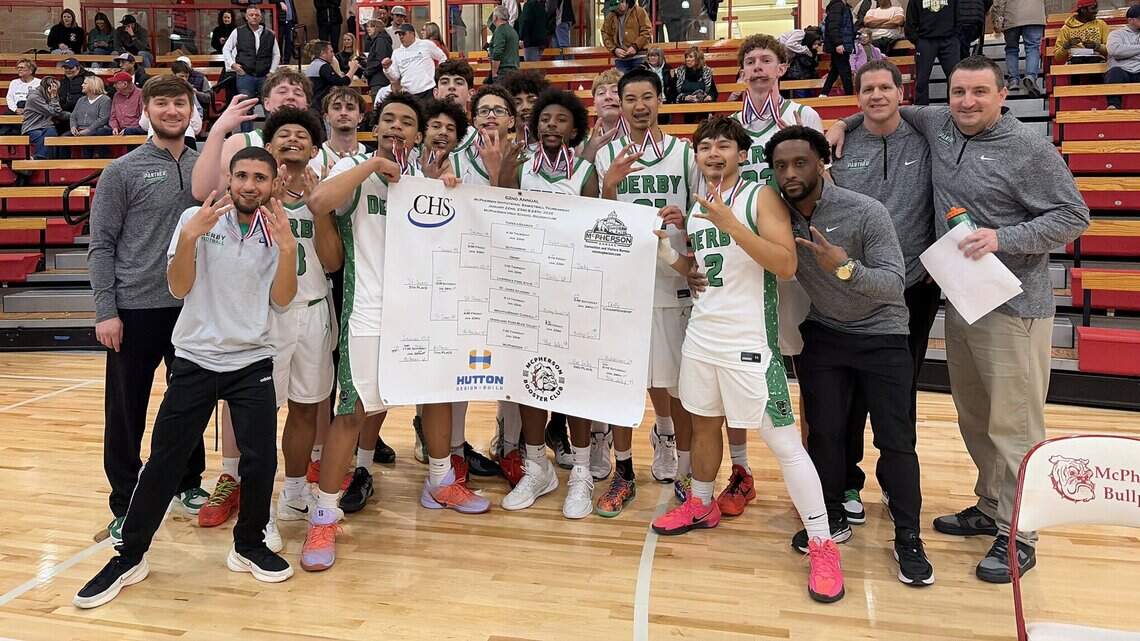 Derby boys basketball wins McPherson title in OT on Stiger’s last-second 3