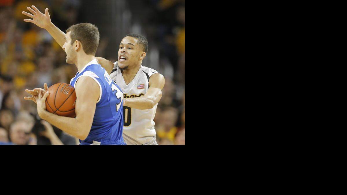 
Wichita State’s Ria’n Holland plays defense against Saint Louis in December.

