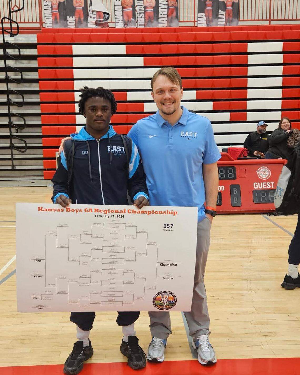 Wichita East junior Donnie Jackson and coach Tucker Trevett were named the Class 6A West Wrestler of the Year and Coach of the Year, respectively.