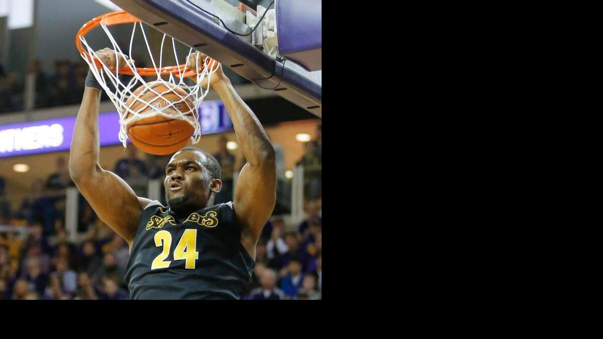 
Wichita State forward Shaquille Morris dunks against Northern Iowa in January.
